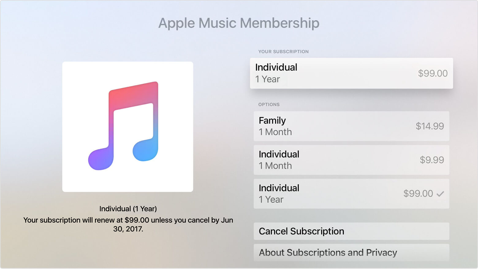 Apple Music Sucripción