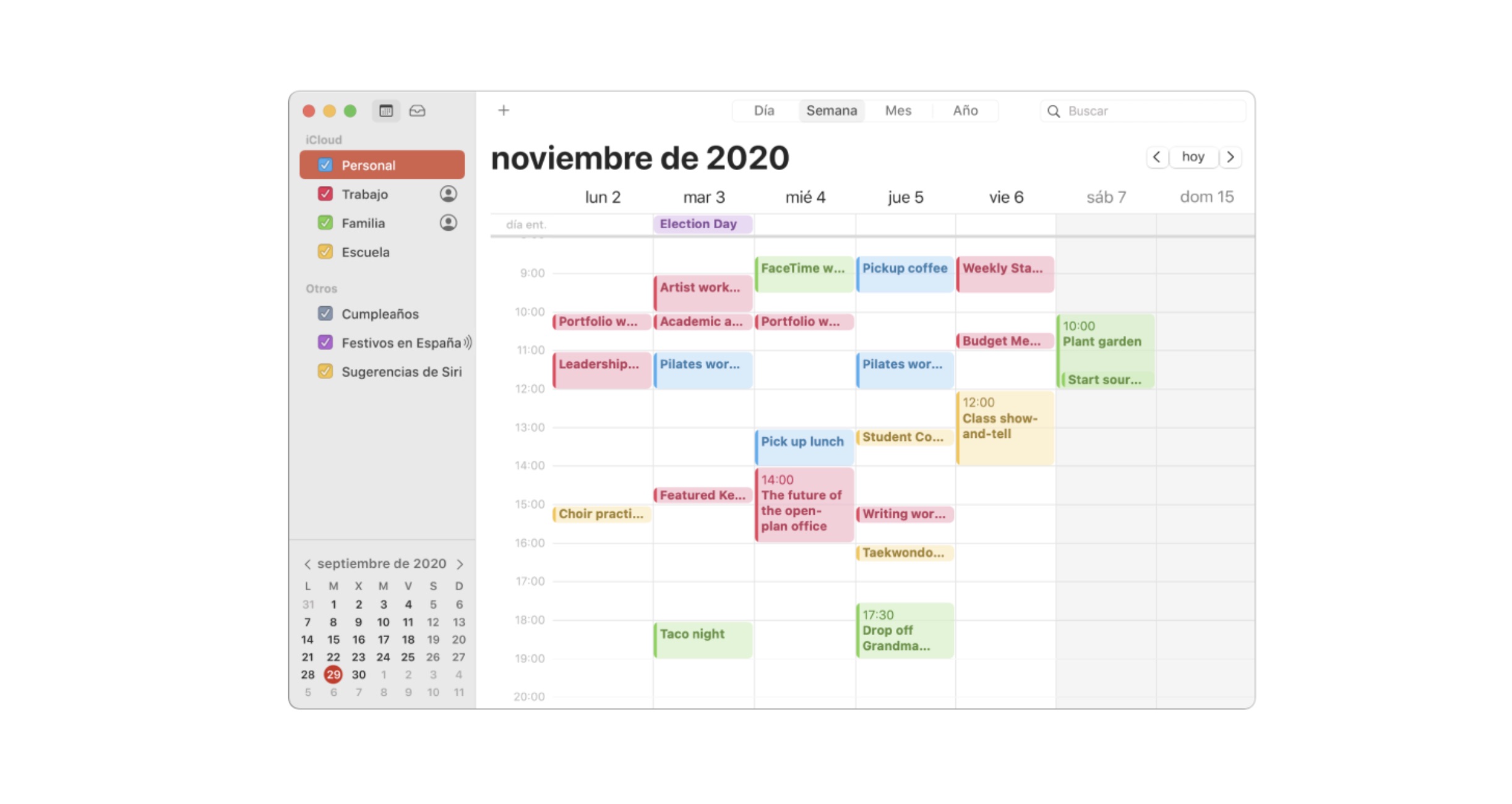 Cómo ver una lista de todos los eventos de la app Calendario de nuestro Mac