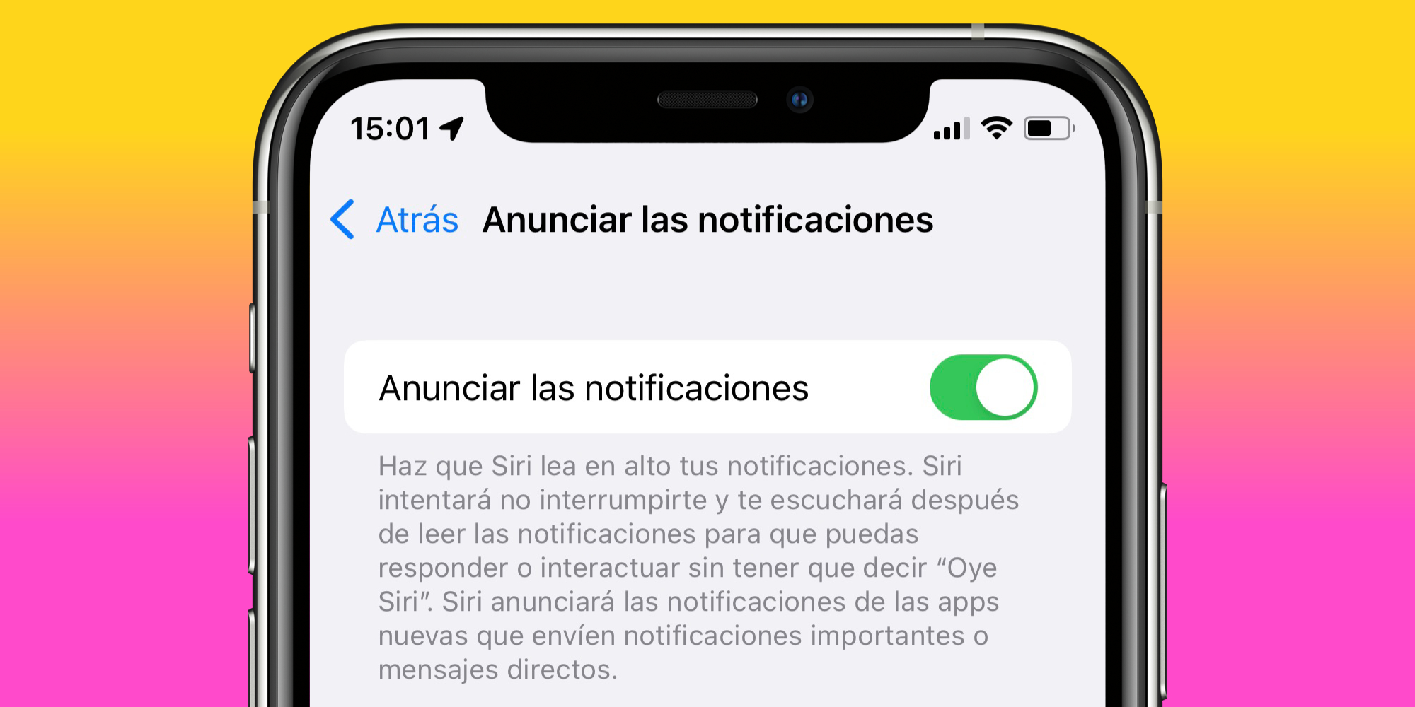 Qué es y cómo utilizar la función de anunciar notificaciones en nuestro iPhone o iPad con iOS 15