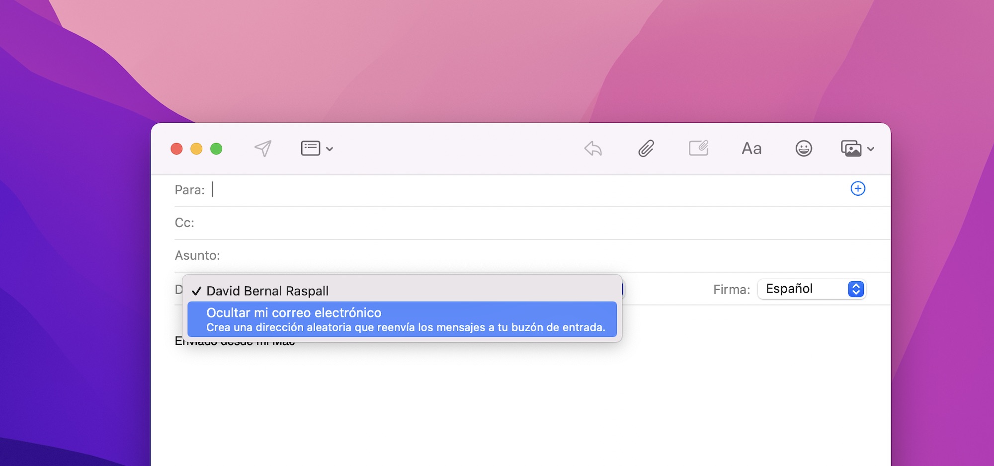 Cómo crear una dirección aleatoria desde Mail para comunicarnos sin exponernos al spam