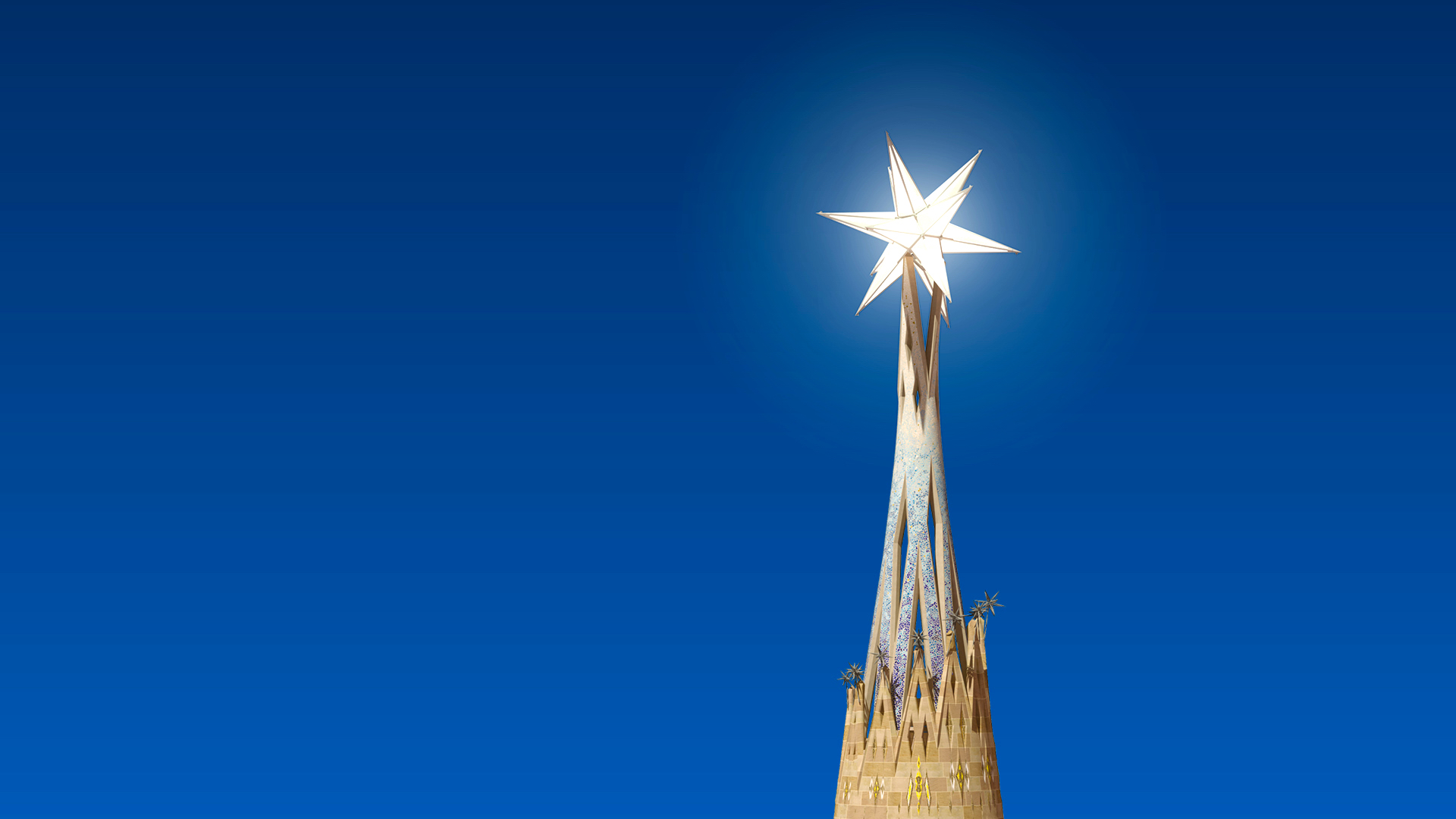 Una nueva luz llega a Barcelona: Una estrella de doce puntas corona la torre de la Virgen María de la Sagrada Familia