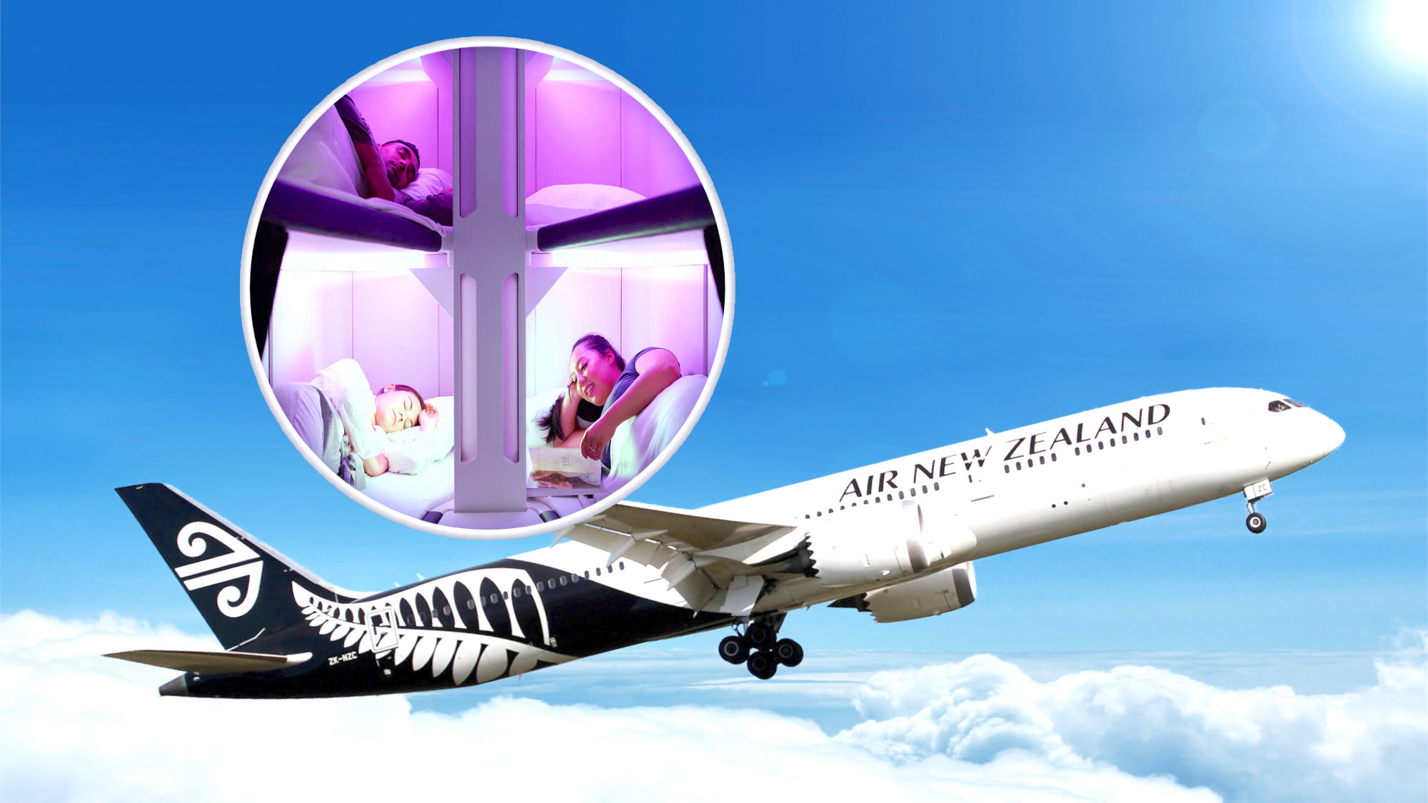 Aviones con camas para la clase turista: Air New Zeleand lidera la revolución en el cielo